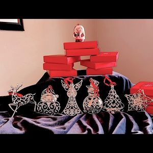 Lenox Ten (10) Silver-plate Christmas Tree Ornaments in Original Box